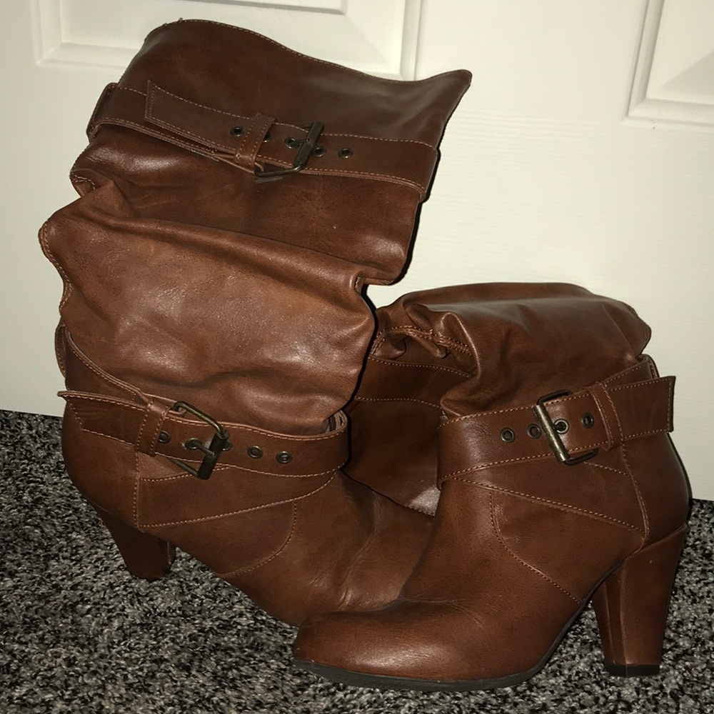 Tan leather boots